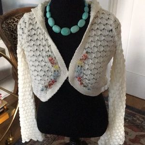 Sweet Free People Sweater Crop with Floral Detail